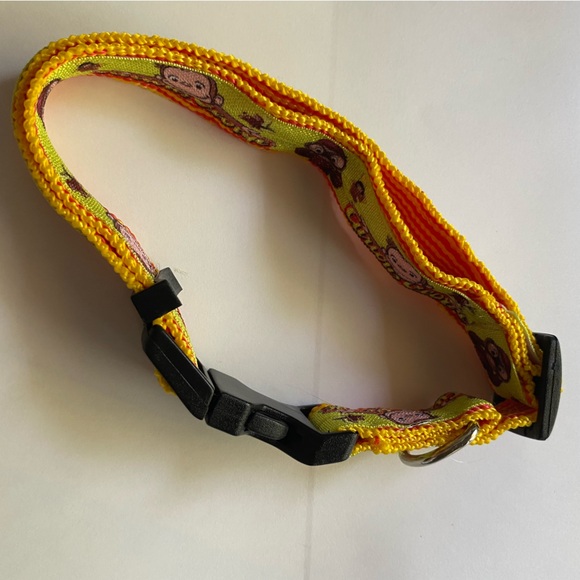 Curious George monkey dog pet cat  leash collar medium red hat yellow cute ooak - Picture 2 of 3